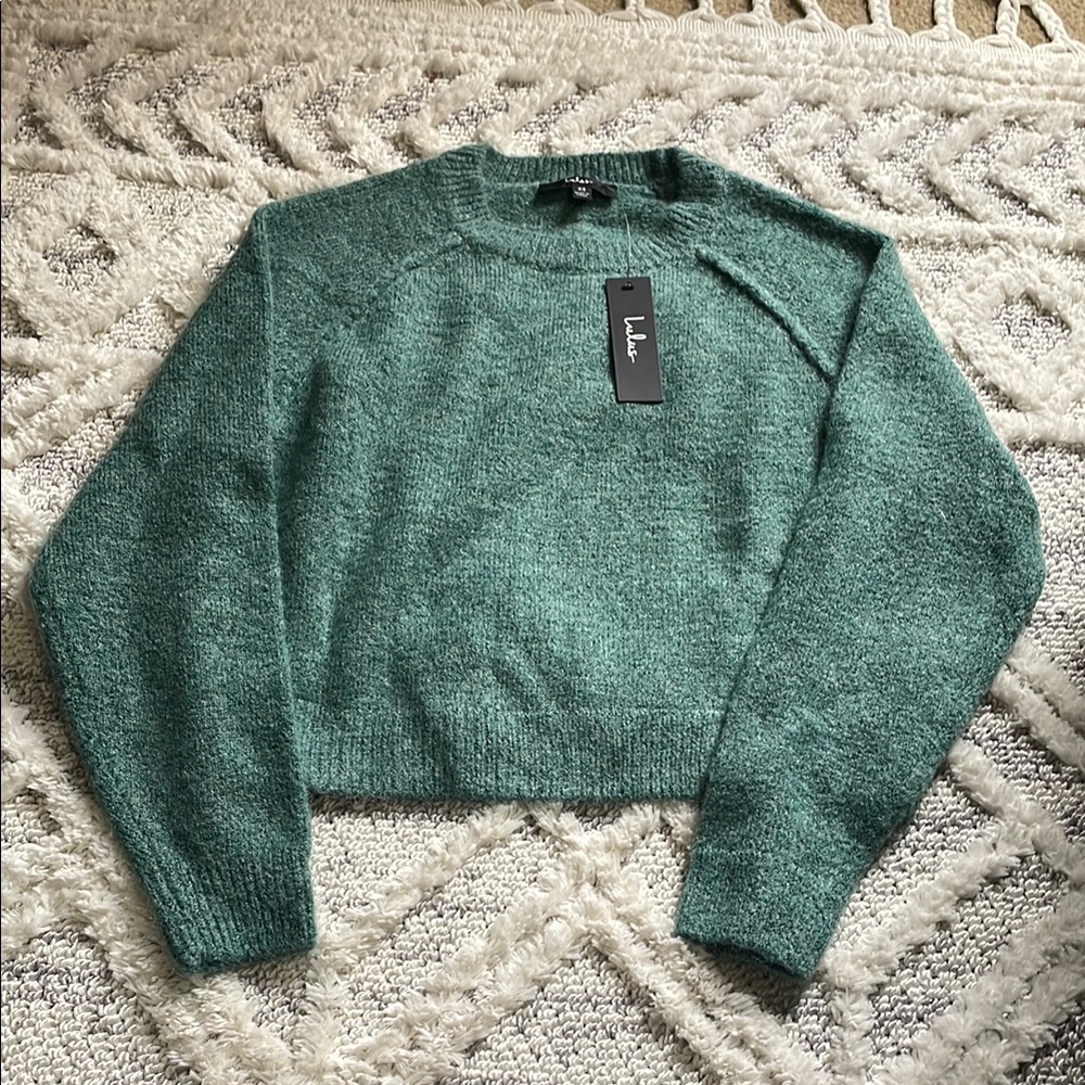 Lulu's Teal Crew Neck Sweater with Long Sleeves - Picture 2 of 6